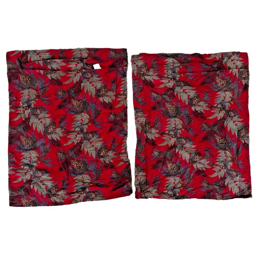 L.L. Bean Pinecone Lodge Pillow Shams 2pc Set STANDARD Red Cotton Flannel Cabin